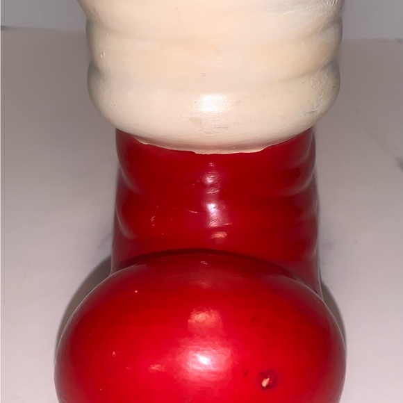 Vintage Red Ceramic Santa Clause Boot Christmas Planter: - Picture 3 of 7